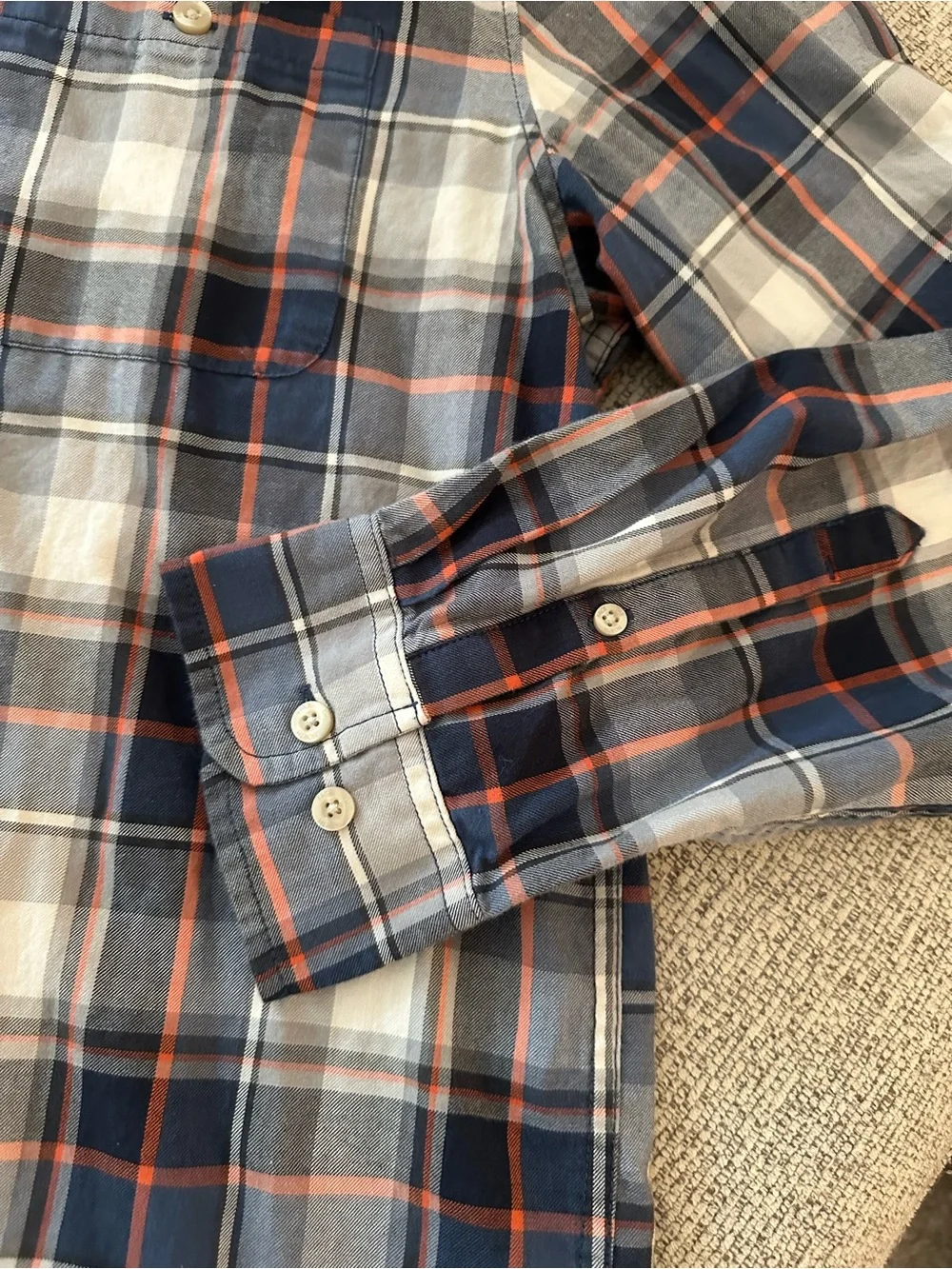 The North Face Men’s Blue Plaid Button-Up Shirt